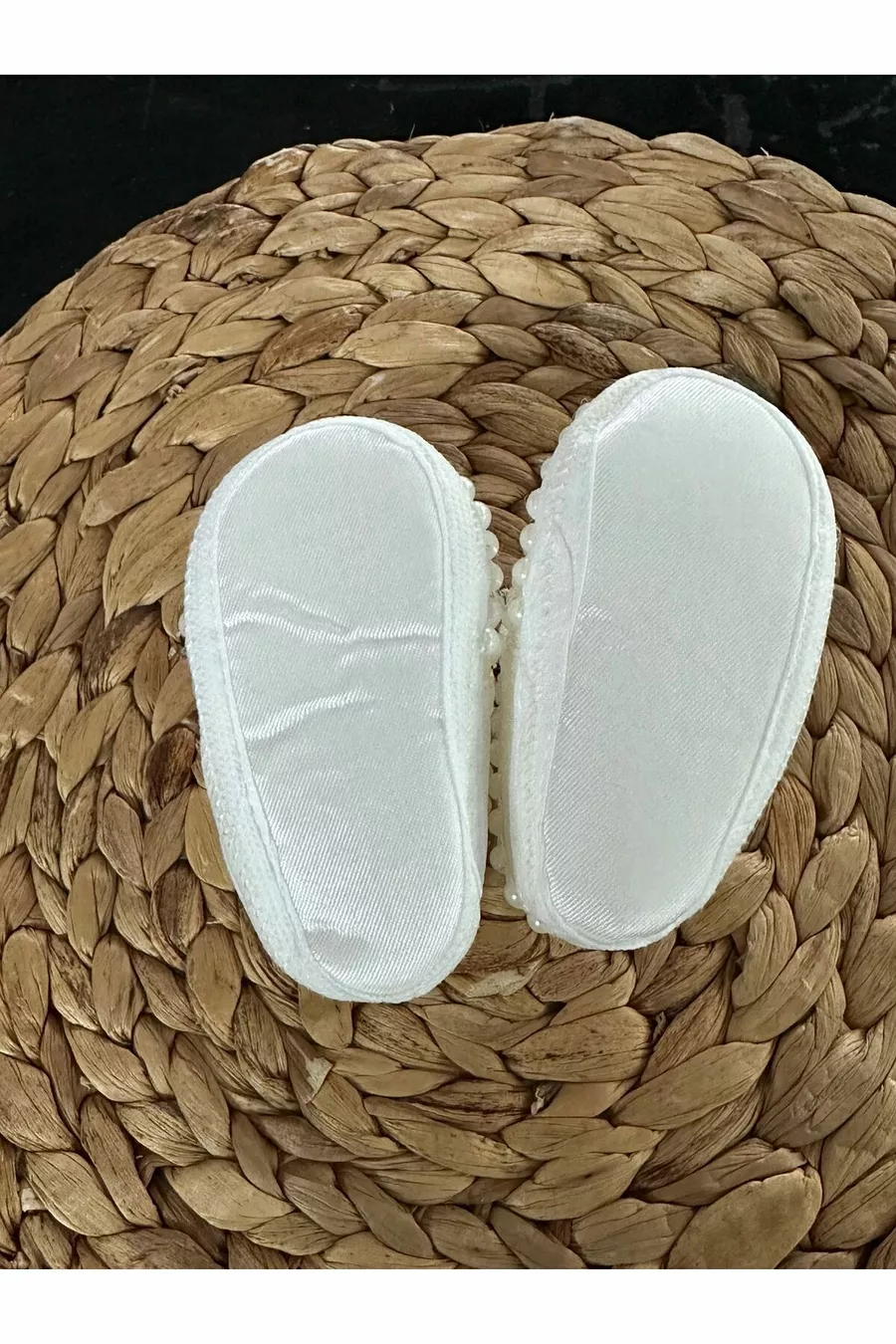 Chaussons de luxe pour bébé fille avec nœud, détails brillants et perles, 0-4 mois,  cm, cadeau avec velcro