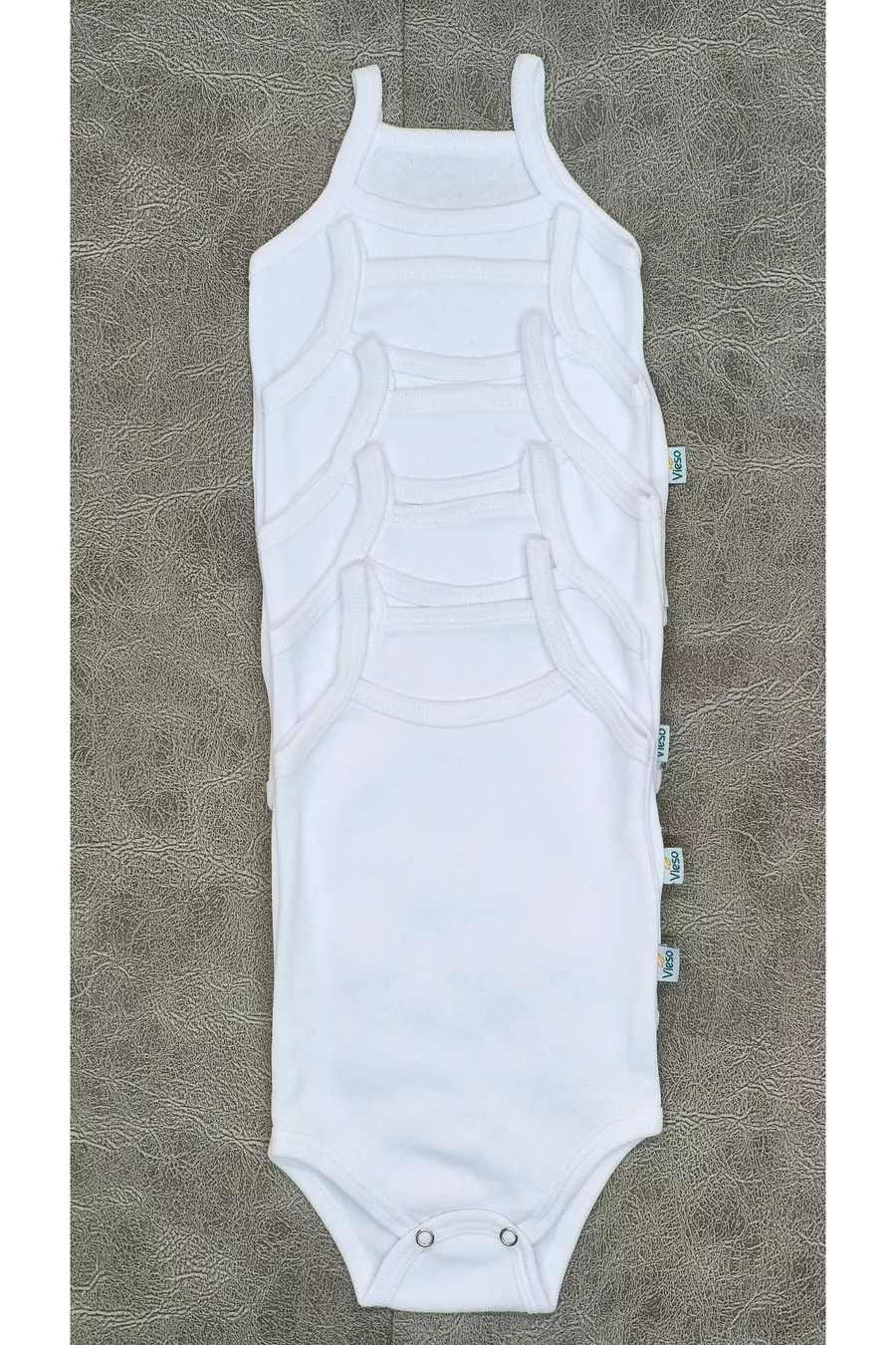 Body bébé blanc en coton à bretelles à bouton-pression, avec 5 bretelles en corde