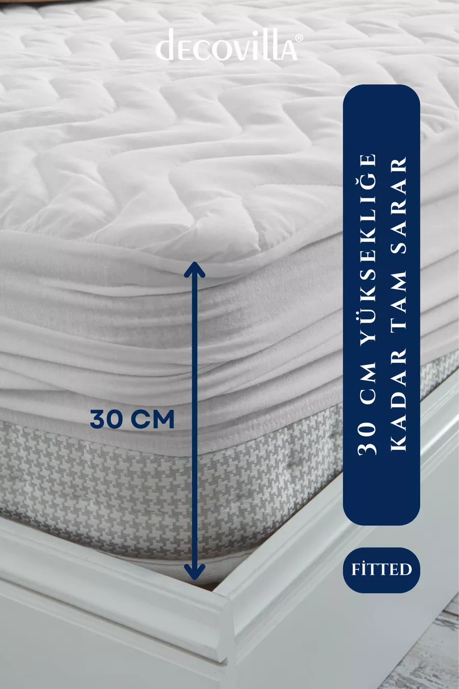 Protège-matelas matelassé ajusté avec bords complets, imperméable aux liquides, drap housse blanc