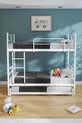 Lit superposé Koza avec tiroir, compatible avec matelas , pour 3 personnes, lit métallique blanc