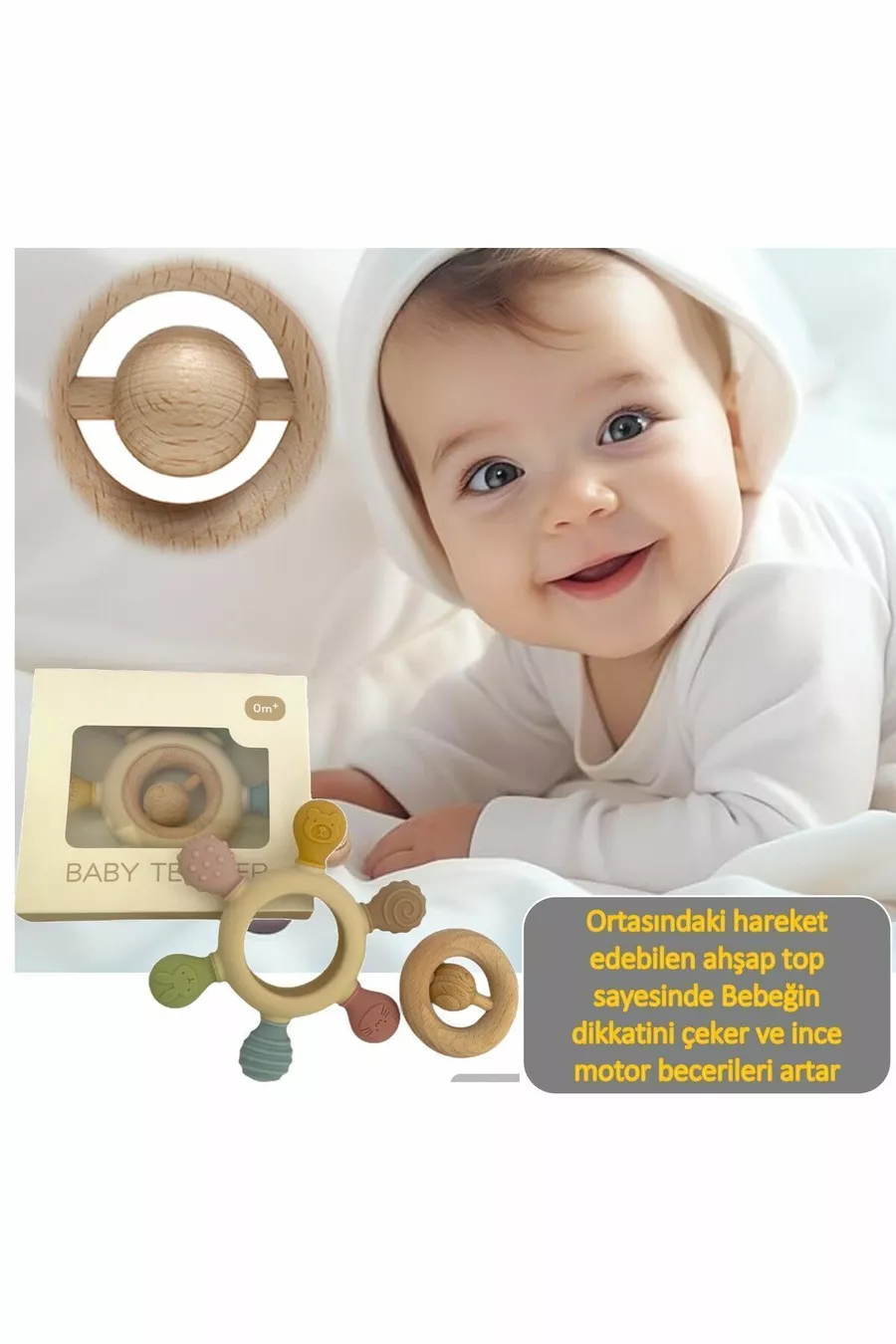 Anneau de dentition pour bébé (DENTIER DE COULEUR BEIGE)