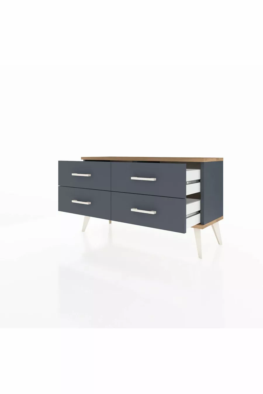 Commode Arges 4 étagères Anthracite-Sapin/Anthracite