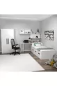 Chambre Jeune Akser Ensemble 4 pièces – Blanc (Bureau, Lit, Armoire, Étagère murale)