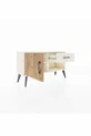 Commode Arges avec une étagère, un tiroir et une porte, coloris Pierre de Lune-Pin/Pierre de Lune