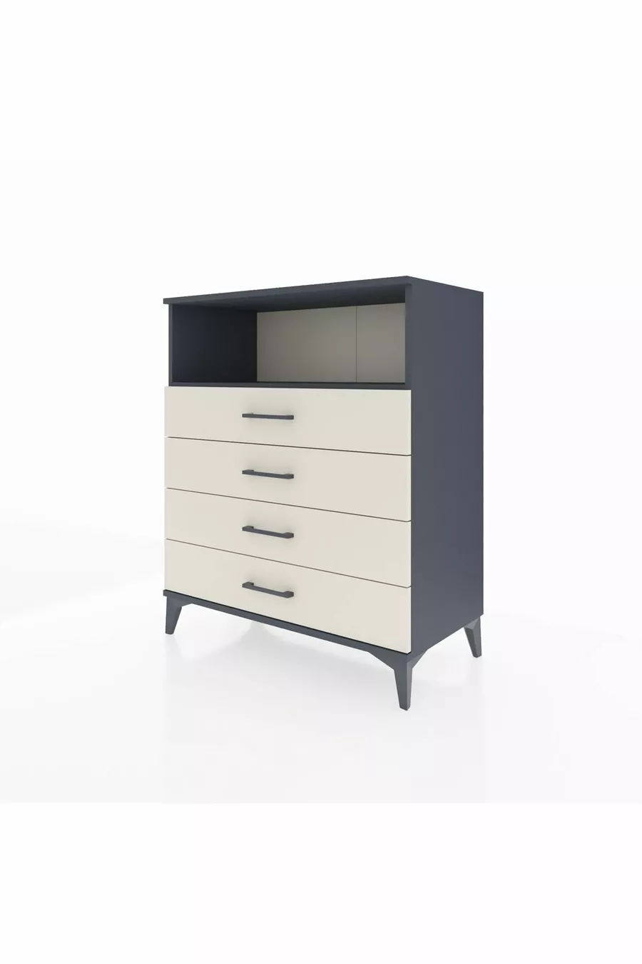 Commode Hyperion à une étagère et 4 tiroirs Anthracite-Pierre de Lune