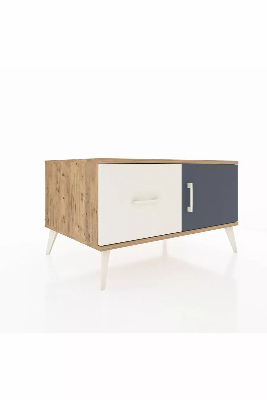 Commode Kronos avec une étagère, un tiroir et une porte, pin-anthracite/pierre de lune