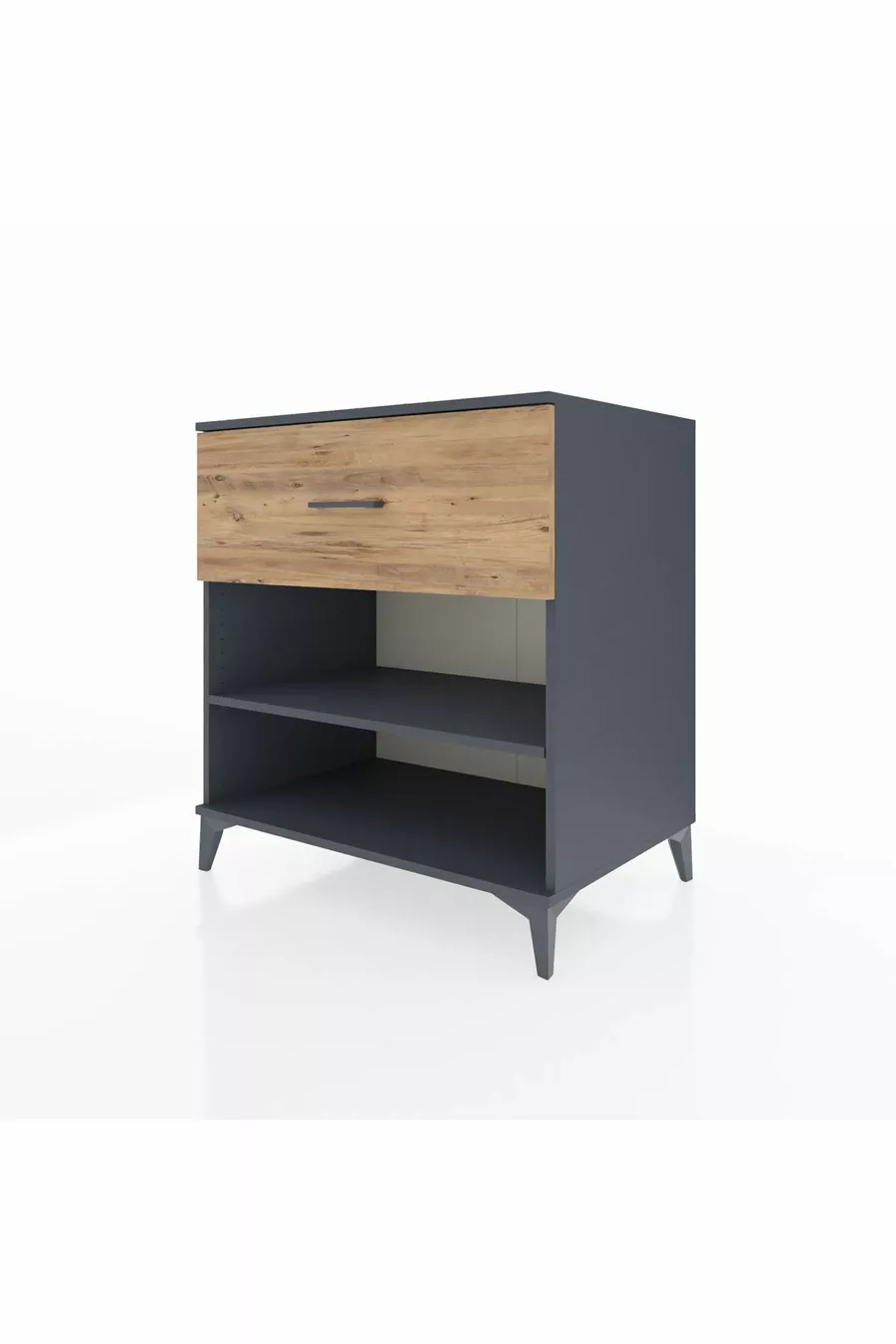 Commode Kronos à une étagère et un tiroir Anthracite-Épicéa