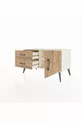 Commode Hyperion à une étagère, 2 tiroirs, 1 porte, Pierre de Lune-Pin