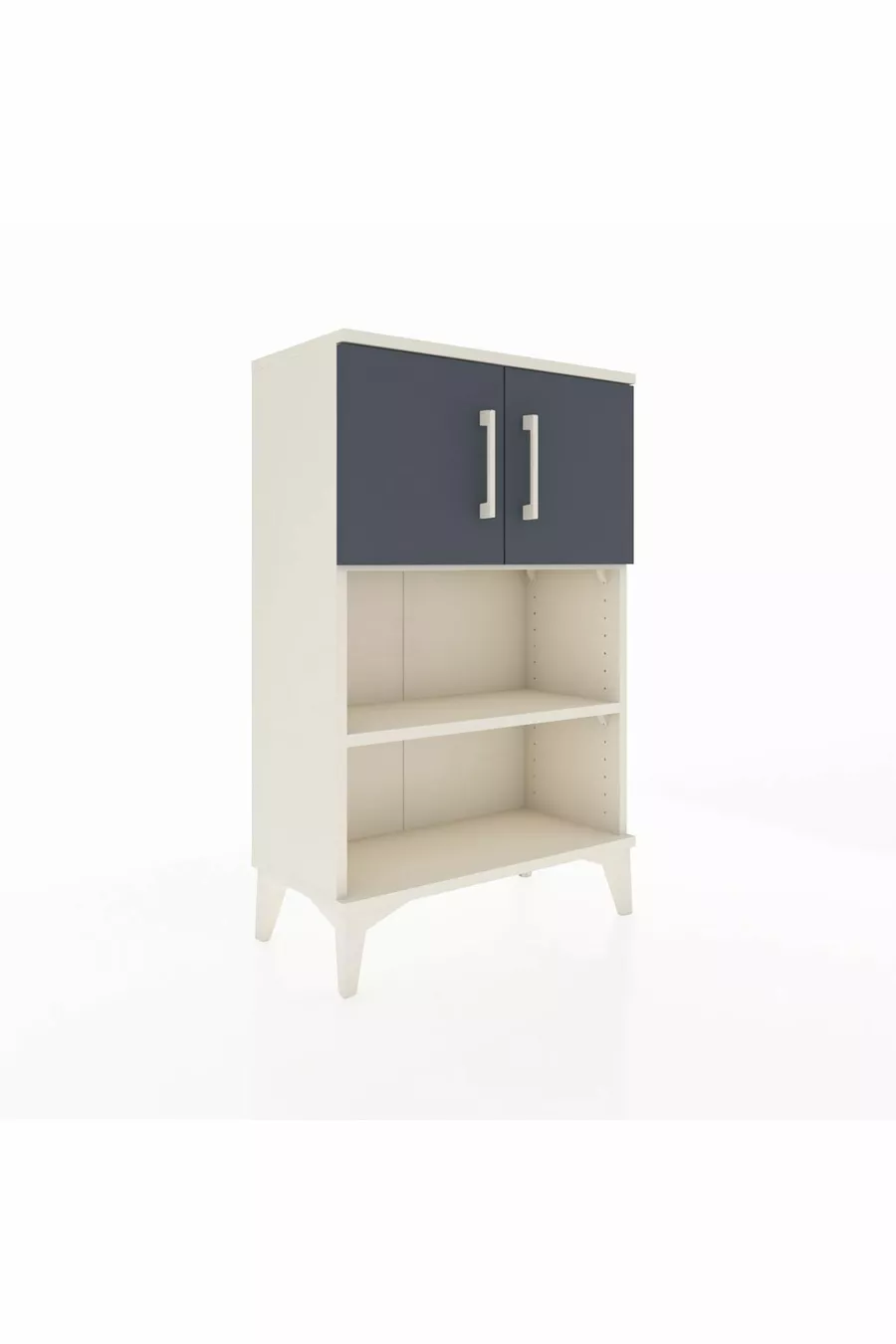 Table de chevet Arges avec 2 étagères et 2 portes, Pierre de lune-Anthracite