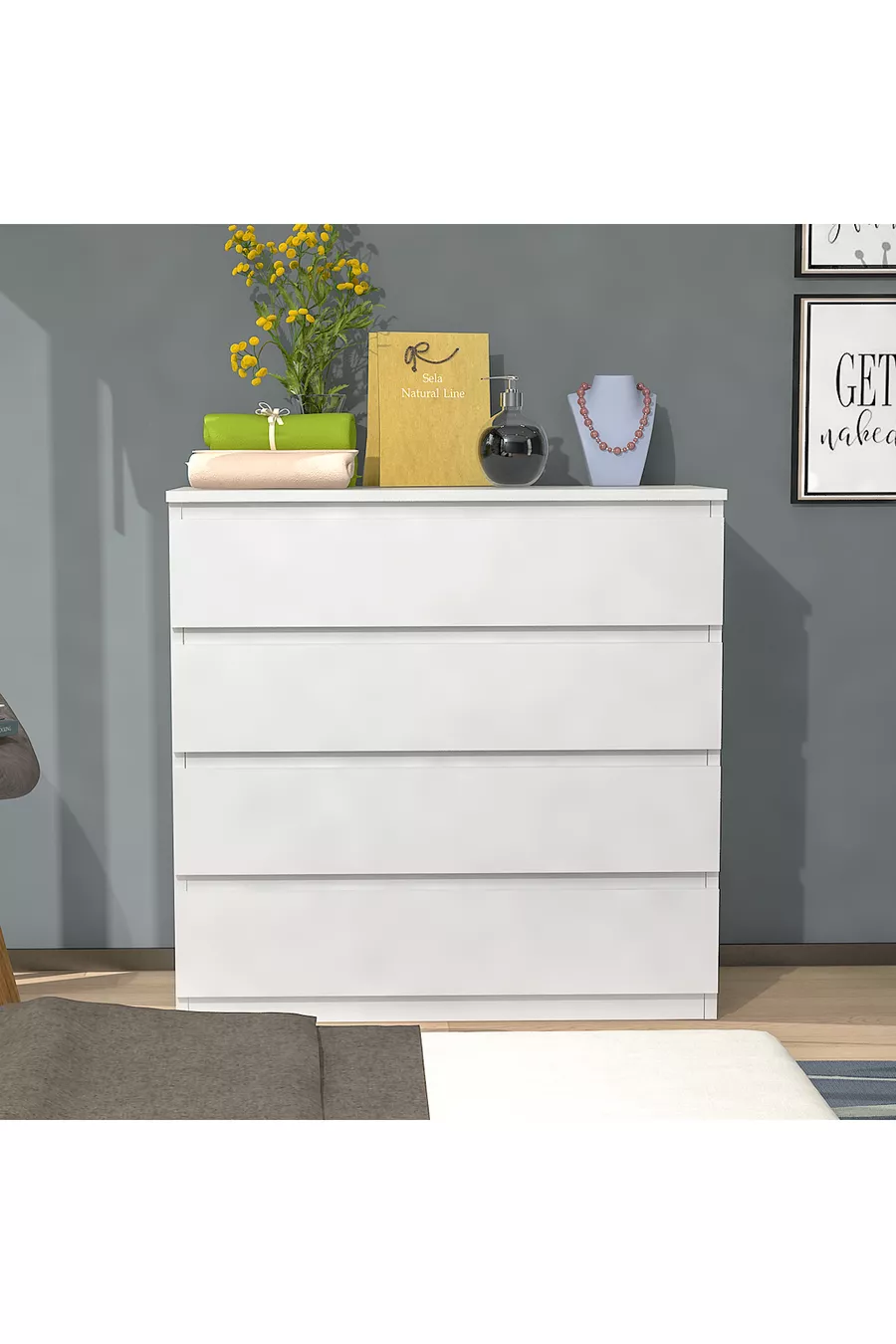 Ümit Beyaz Cm Commode 4 tiroirs