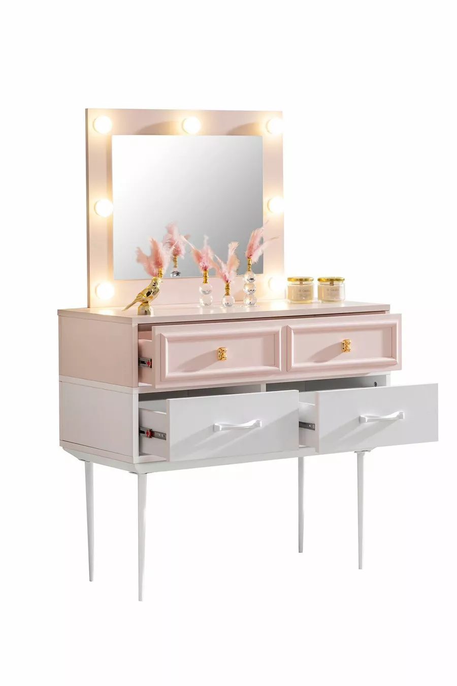 Chambre d'enfant Rosa - Armoire 3 portes, Lit, Table de chevet, Bureau, Commode, Bibliothèque