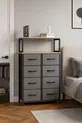 Commode à 2 étagères et 8 tiroirs pour chambre à coucher ou chambre d'enfant, organiseur en cuir avec tiroirs