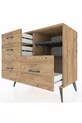 Commode Hyperion 2 étagères 4 tiroirs Pin-Anthracite/Pin