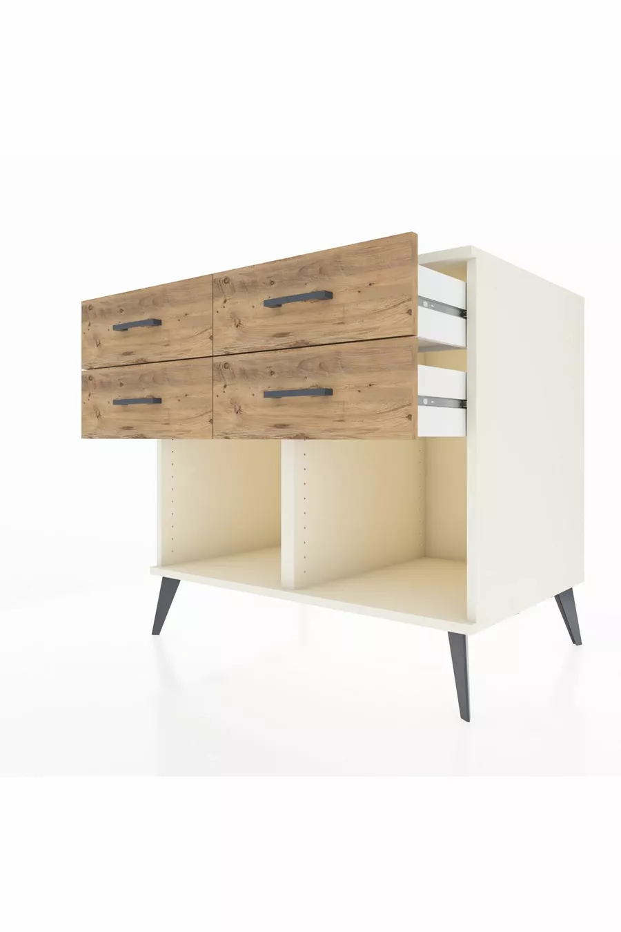 Commode Kronos 4 tiroirs Pierre de lune/Pin