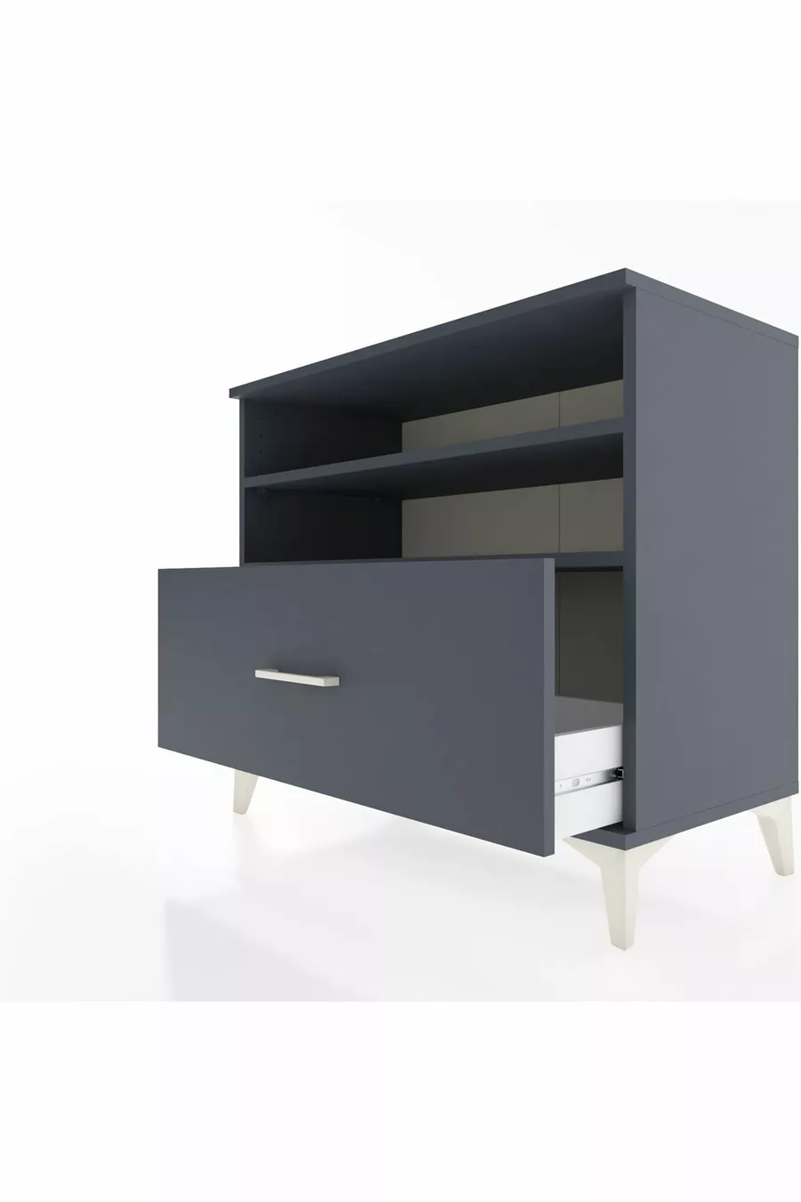 Commode Hyperion 2 étagères 1 tiroir Anthracite-Anthracite