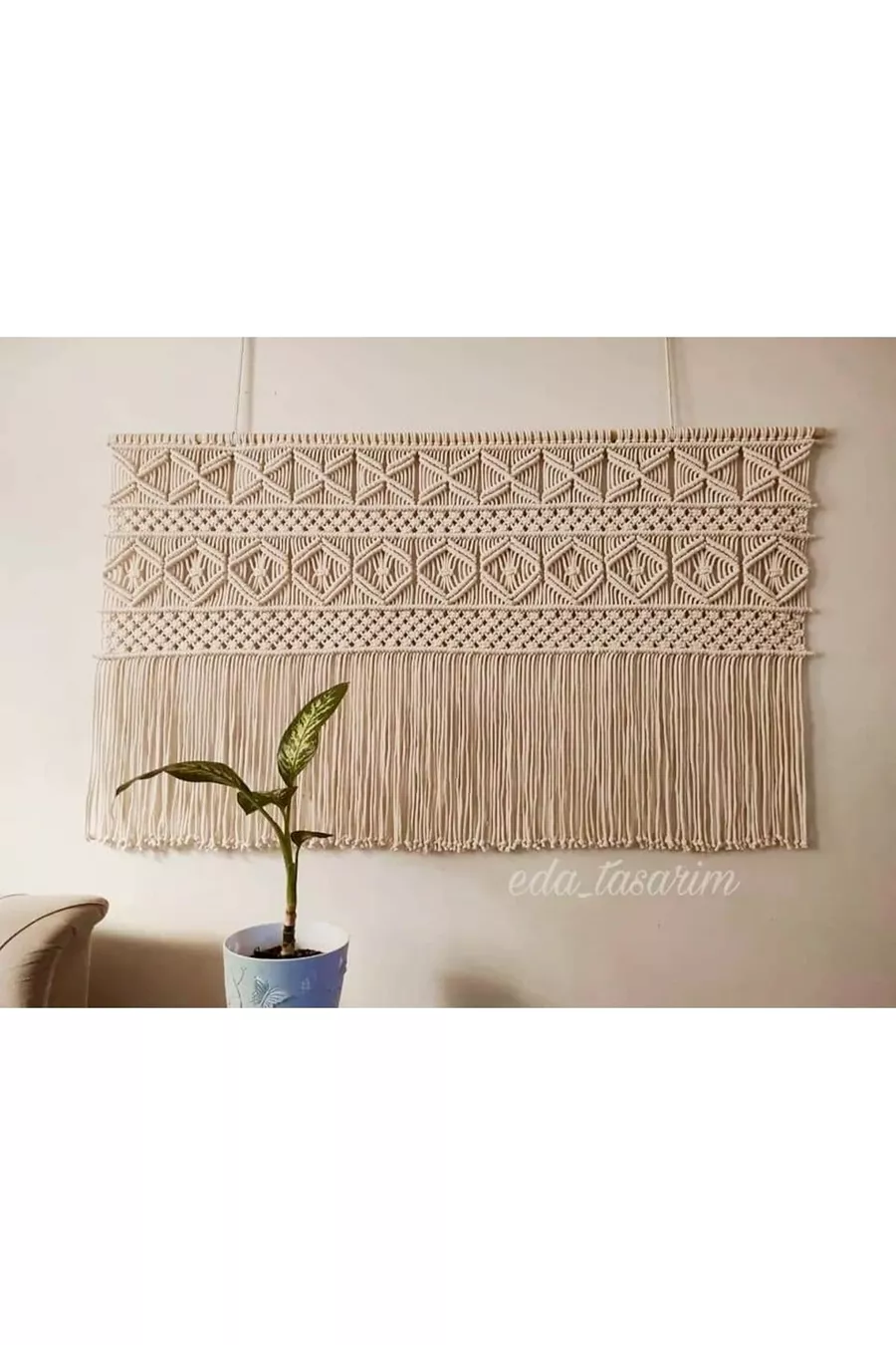 Décoration murale macramé pour tête de lit cm