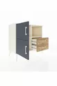 Commode Hyperion 2 étagères 2 tiroirs 2 portes Pierre de lune-Anthracite/Pin