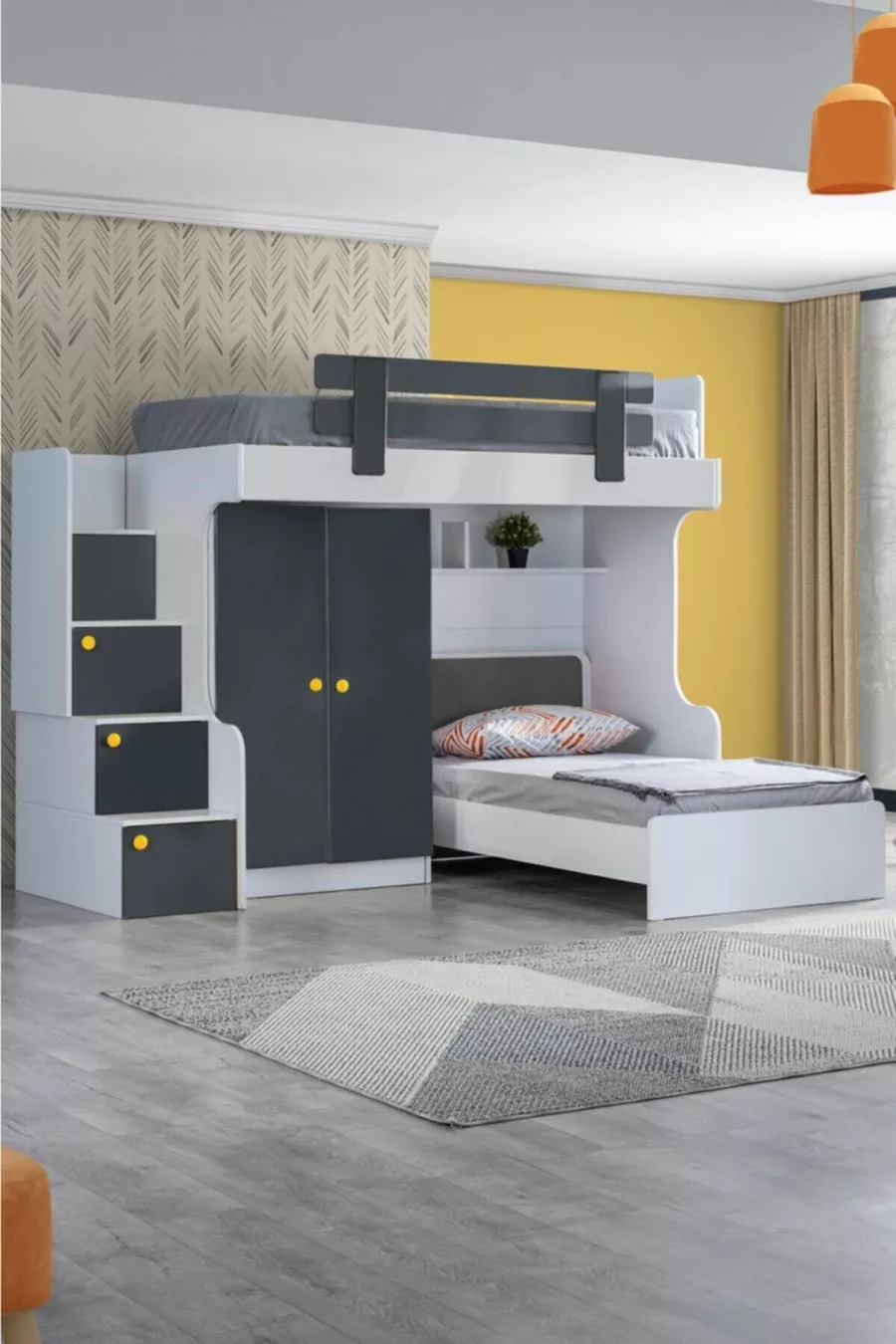 Lit superposé, armoire-lit Metris, anthracite