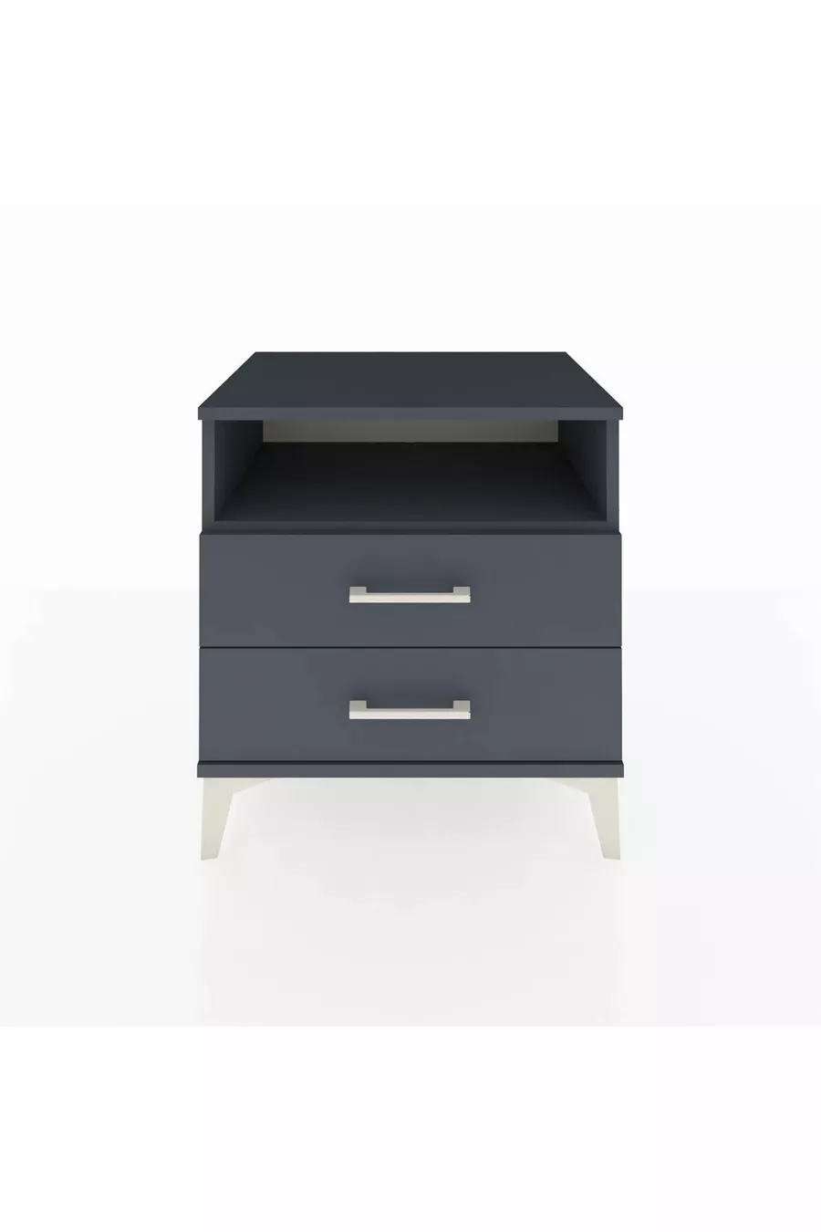 Chevet Hyperion à une étagère et deux tiroirs Anthracite-Anthracite