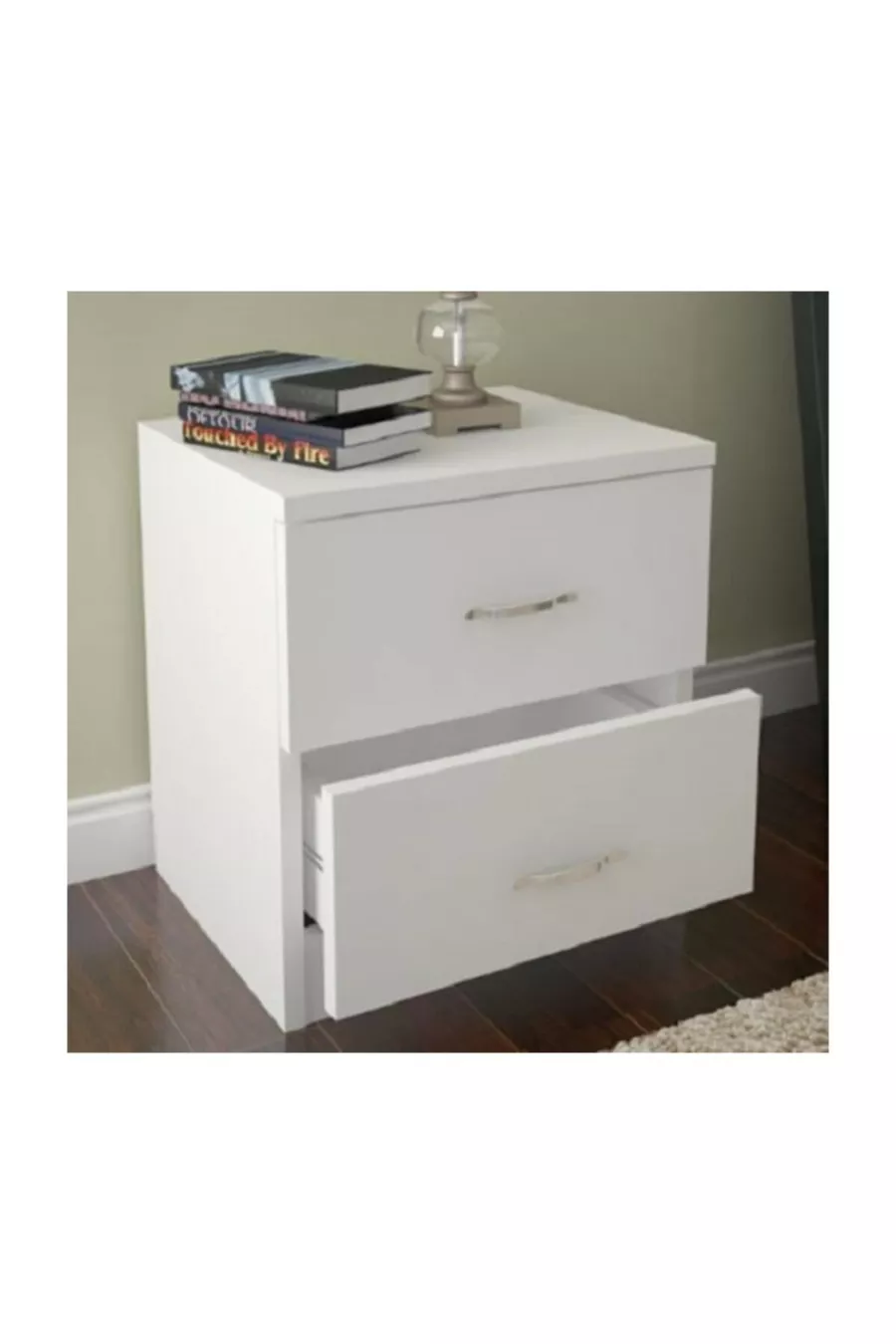 Table de chevet Star Legless 2 tiroirs blancs