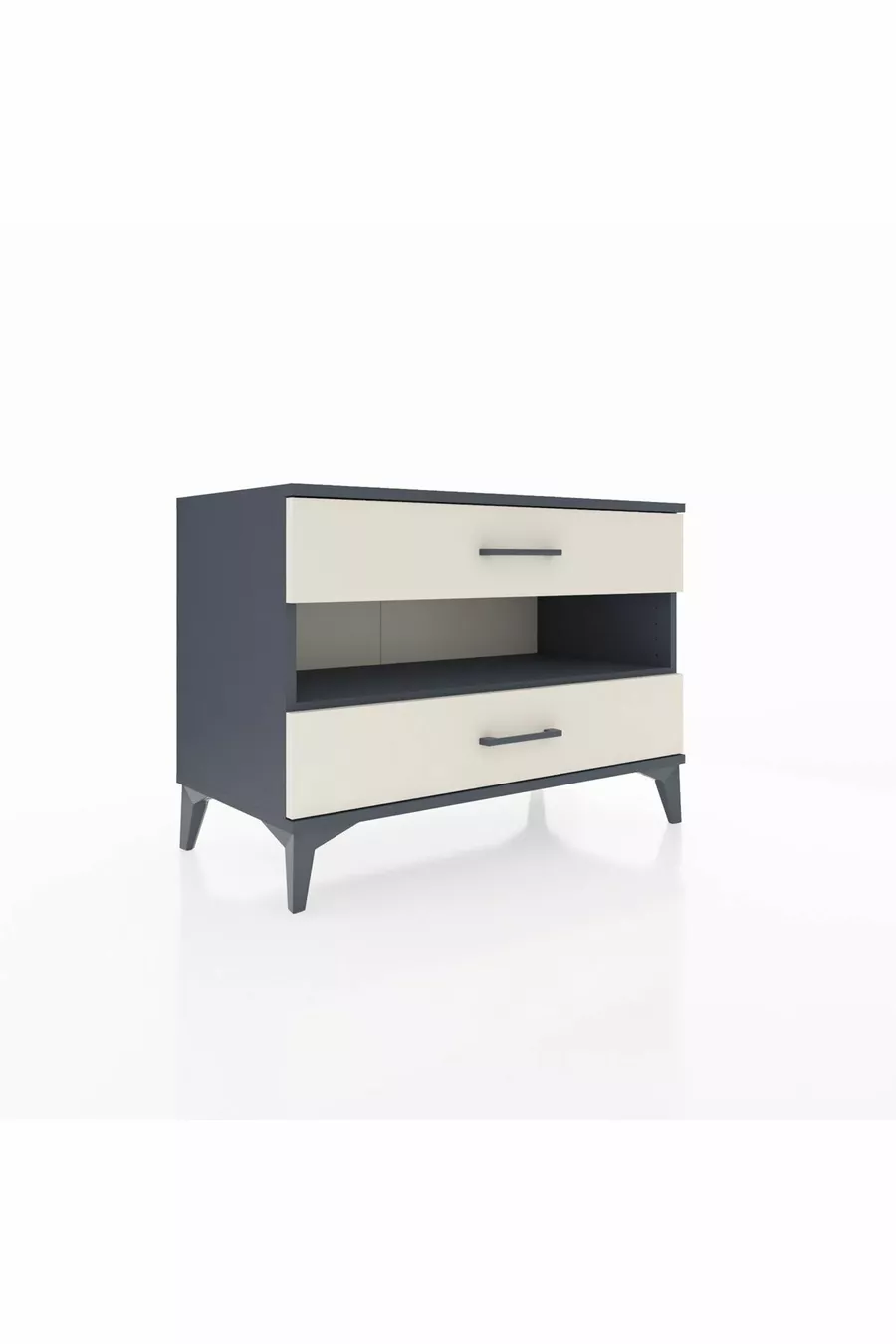 Commode Hyperion à une étagère et 2 tiroirs Anthracite-Pierre de Lune