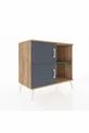 Commode Hyperion 2 étagères 2 portes Pin-Anthracite