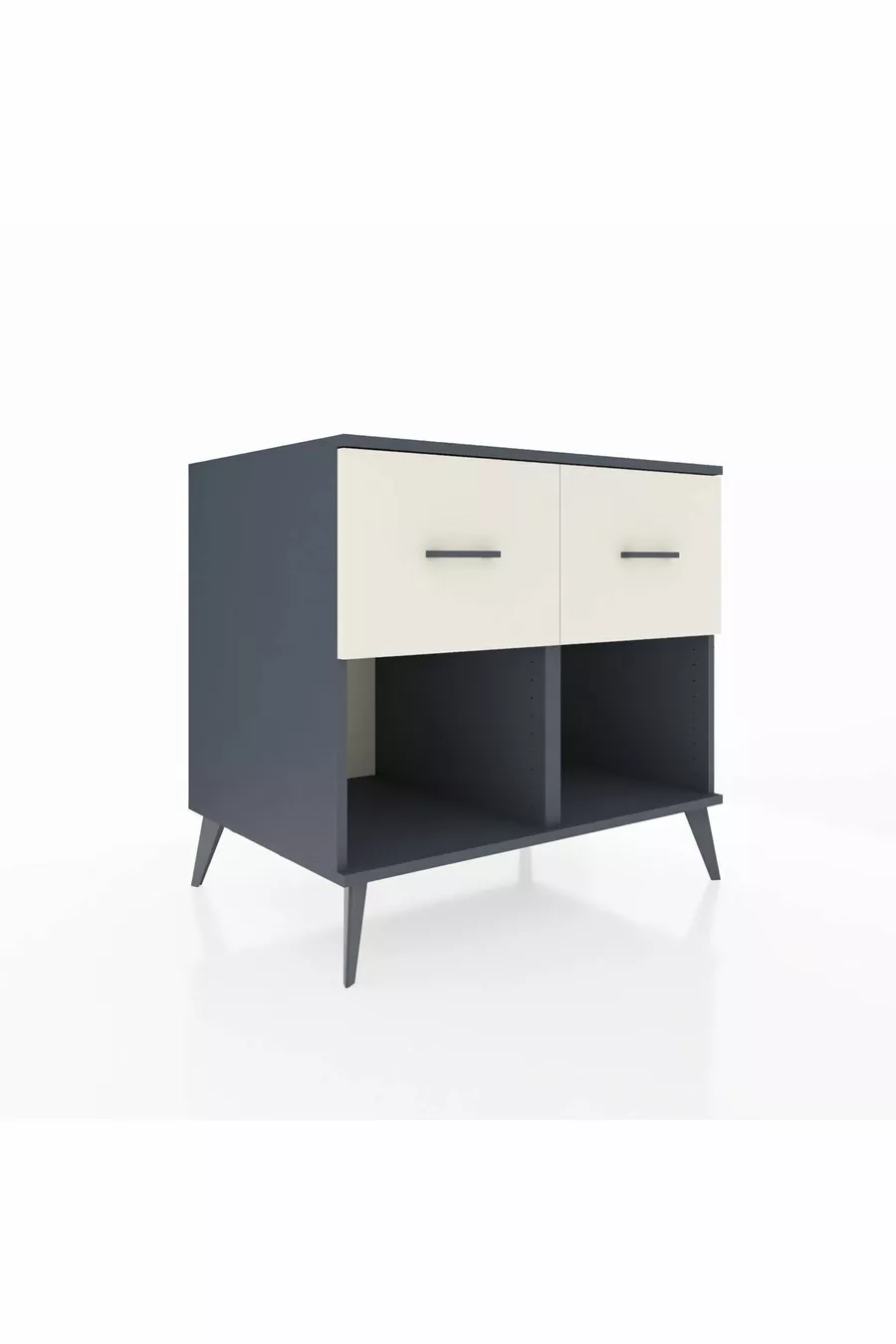 Commode Kronos 2 tiroirs Anthracite-Anthracite/Pierre de lune
