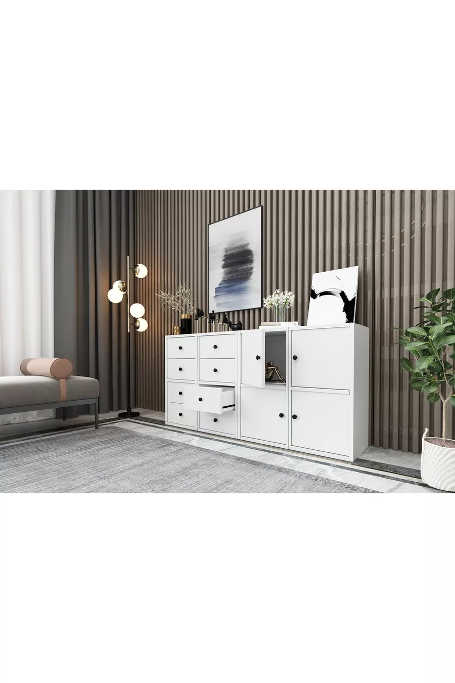Commode avec tiroirs et armoire blanche Cm -ç