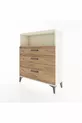 Commode Arges à une étagère et trois tiroirs en Pierre de Lune et pin