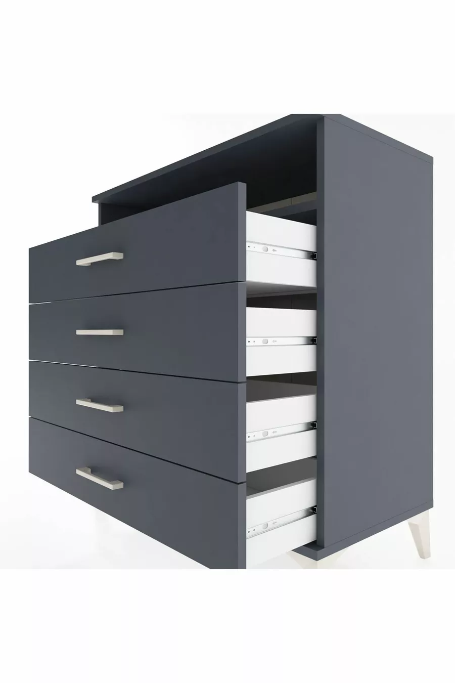 Commode Hyperion à une étagère et 4 tiroirs Anthracite-Anthracite