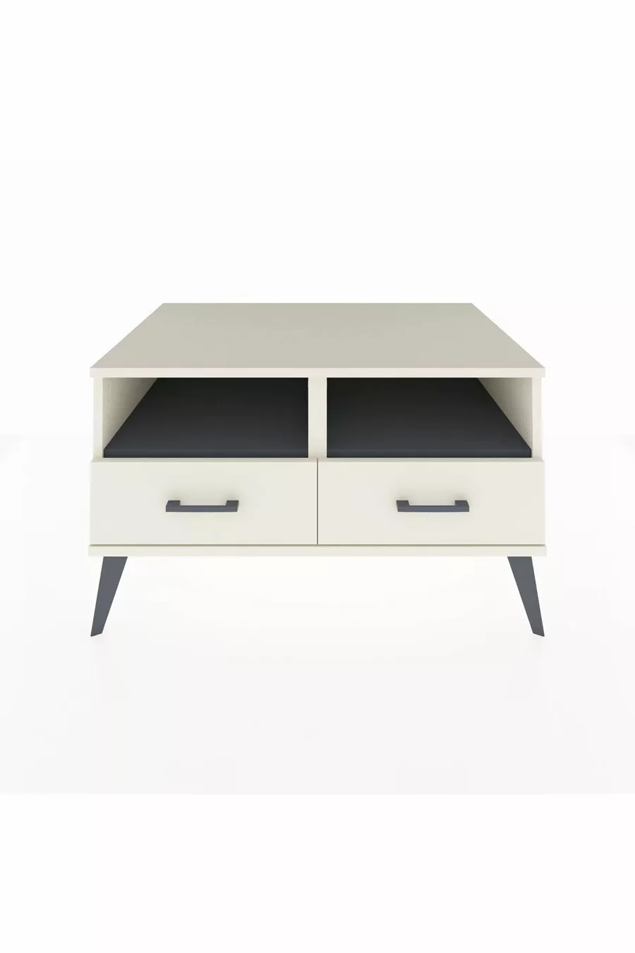 Commode Kronos 2 étagères 2 tiroirs Pierre de Lune-Anthracite/Pierre de Lune