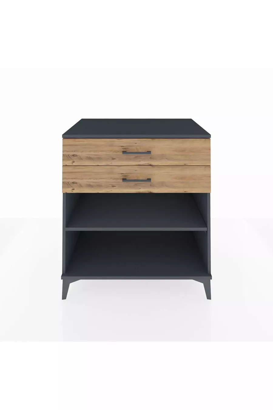 Commode Kronos à une étagère et deux tiroirs Anthracite-Pin