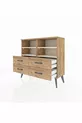 Commode Arges 4 étagères 4 tiroirs Pin-Pierre de Lune/Pin
