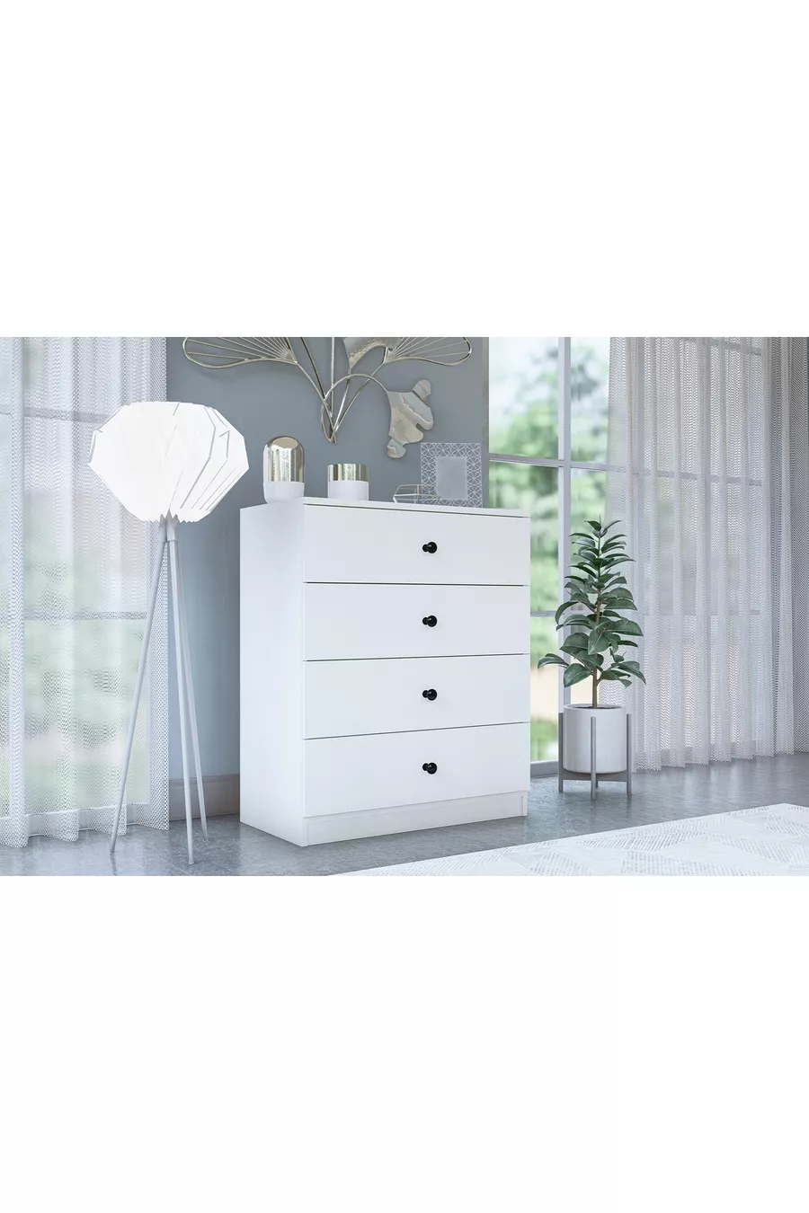 COMMODE ALMİNA, 4 TIROIRS, BLANCHE