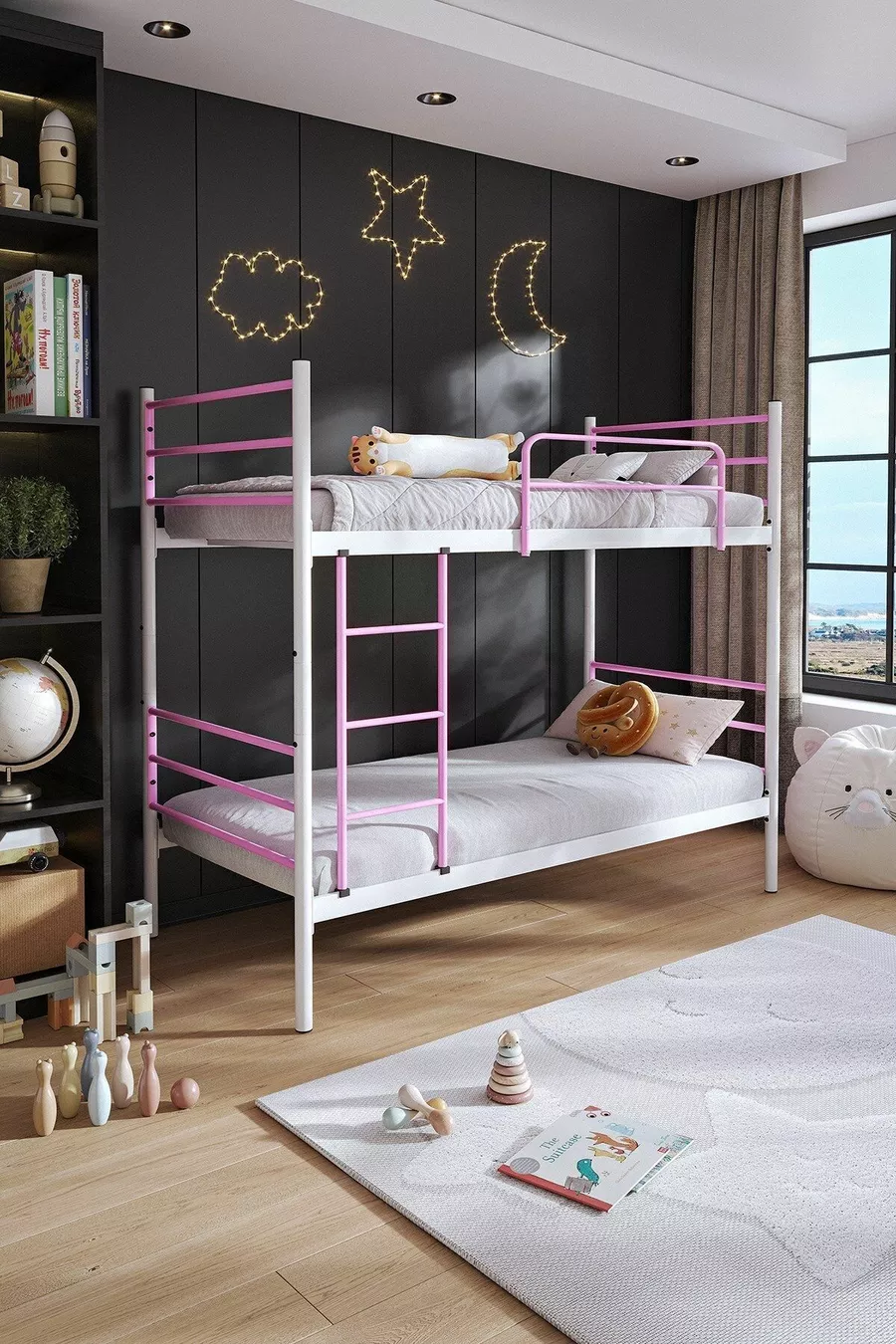 Lit superposé Trend compatible matelas Rose clair Métal démontable