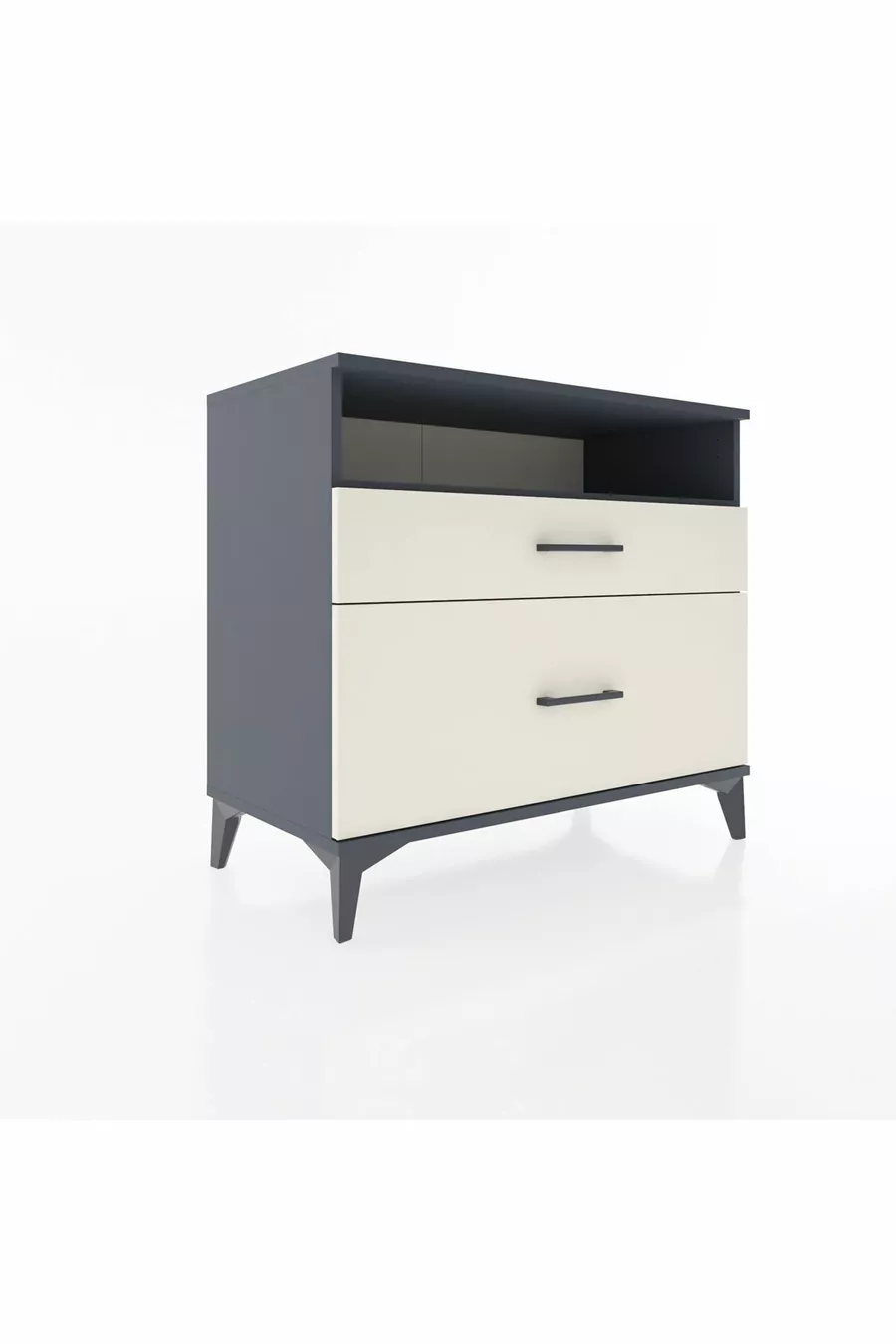 Commode Hyperion à une étagère et 2 tiroirs Anthracite-Pierre de Lune