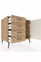 Commode Kronos avec une seule étagère, 4 tiroirs et une porte, Pin-Pierre d'onyx/Pin