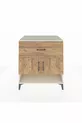 Commode Kronos avec 2 étagères, 1 tiroir et 2 portes, Pierre de Lune-Sapin