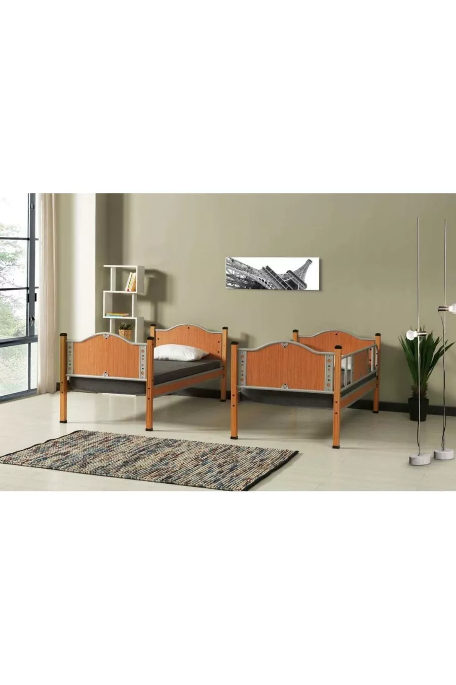 Étagère İnci Gris + Noyer