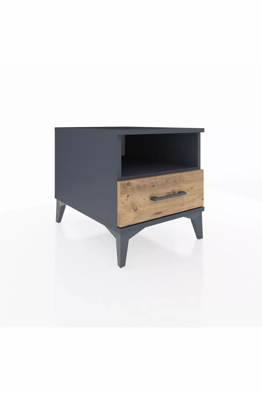 Chevet Kronos à une étagère et un tiroir Anthracite-Pin