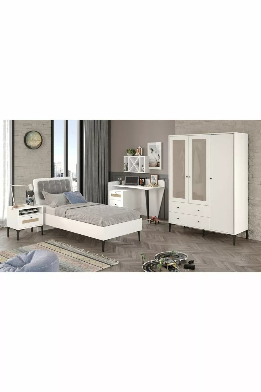 Ensemble de chambre d'adolescent Trio White L (MDF)