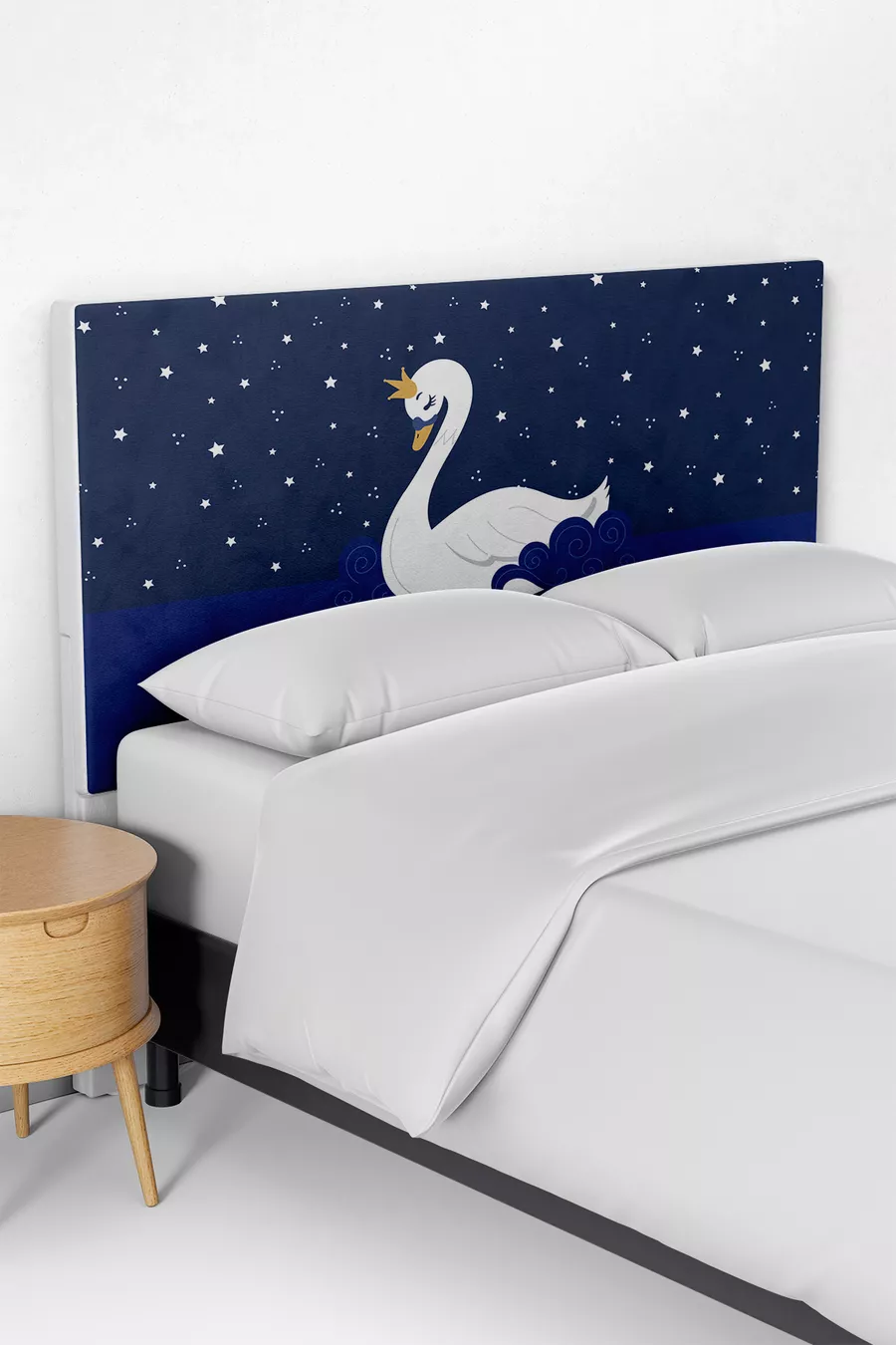 Housse de tête de lit pour enfants avec motif de cygne bleu