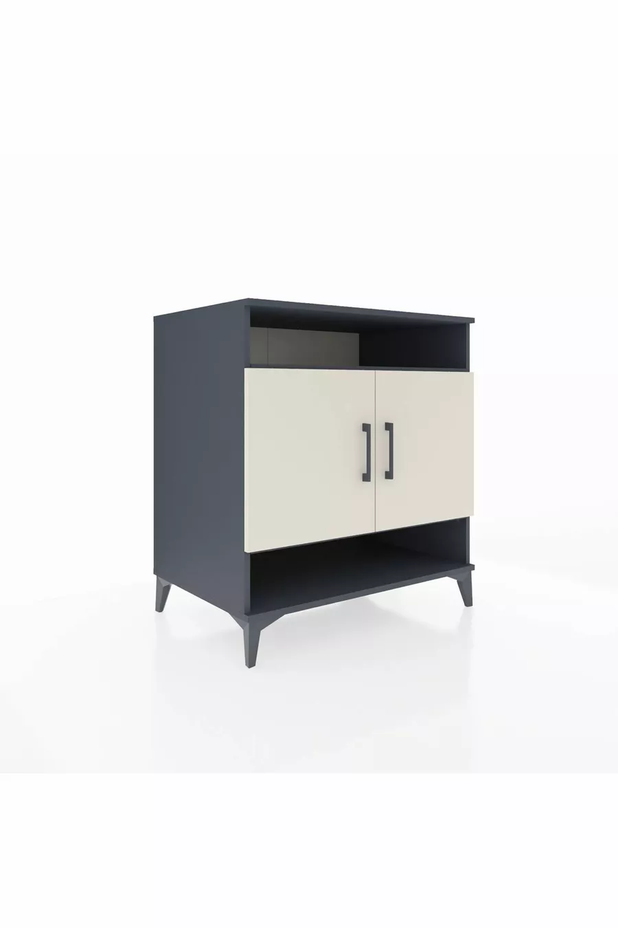 Commode Kronos 3 étagères 2 portes Anthracite-Pierre de lune