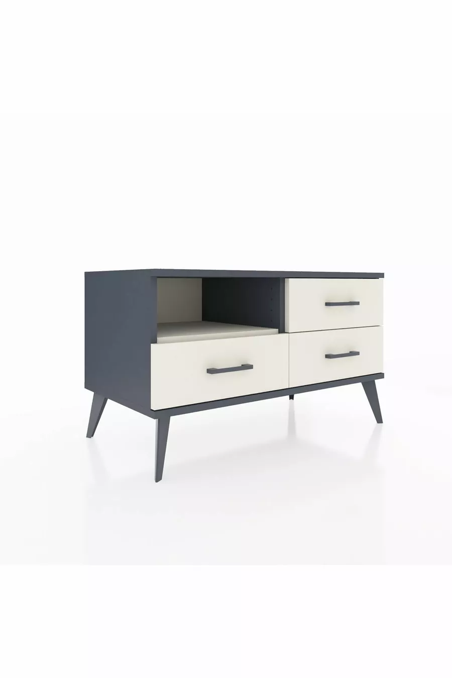 Commode Hyperion à une étagère et trois tiroirs Anthracite-Quartz