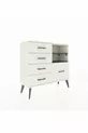 Commode Arges 2 étagères 5 tiroirs Nacré-Anthracite/Nacré