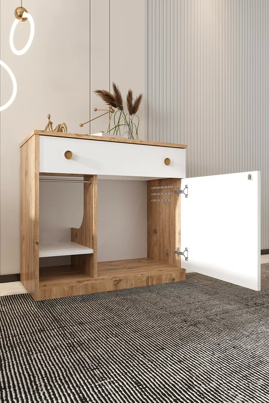 Litière pour chat en bois MONA avec tiroir - couvercle verrouillable - tissu d'entrée inclus - bac à litière non inclus - A.ÇAM-BYZ