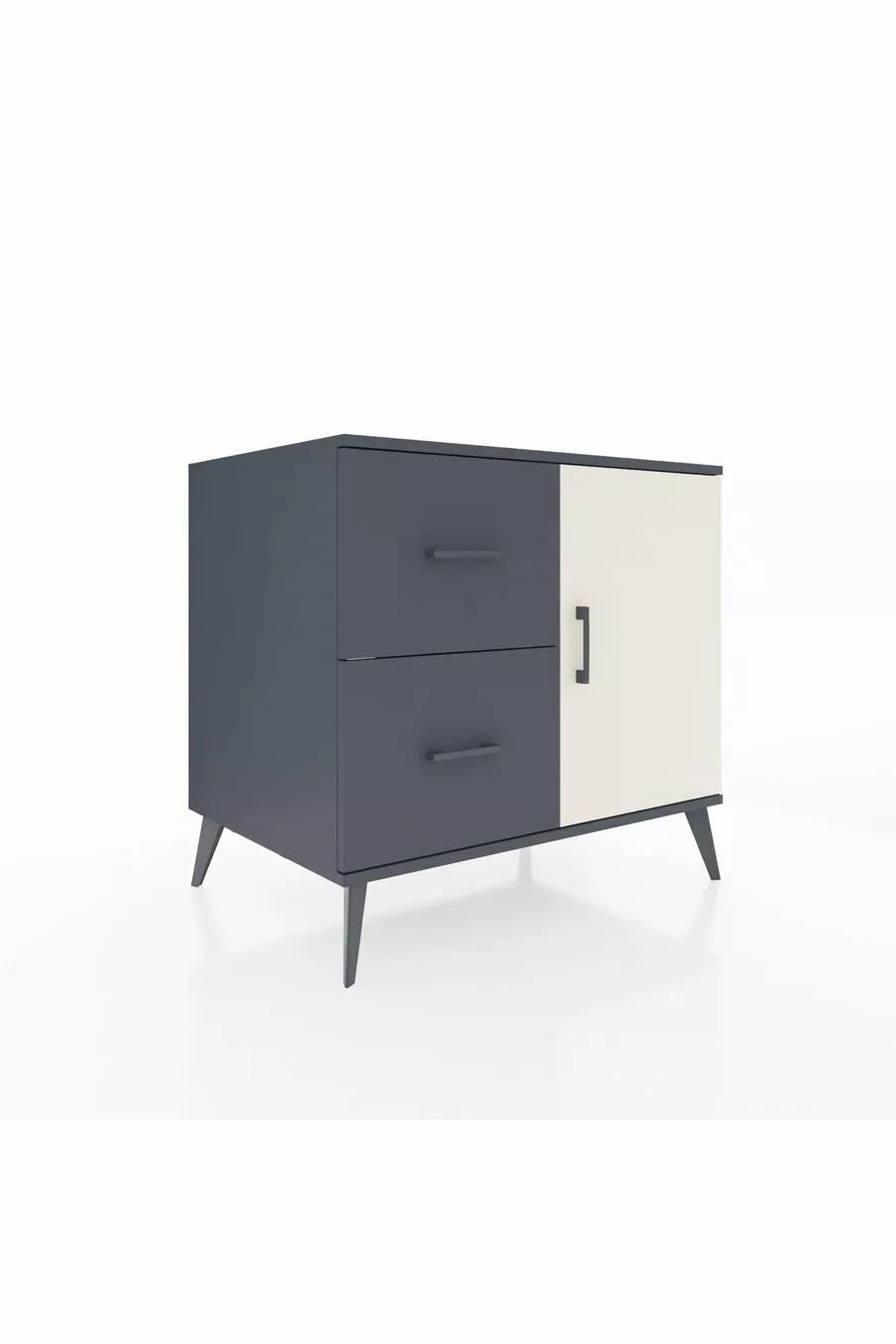 Commode Kronos à une étagère, 2 tiroirs, 1 porte, Anthracite-Pierre de Lune/Anthracite