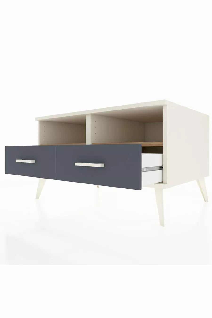 Commode Kronos avec 2 étagères et 2 tiroirs Ambre-Cèdre/Anthracite