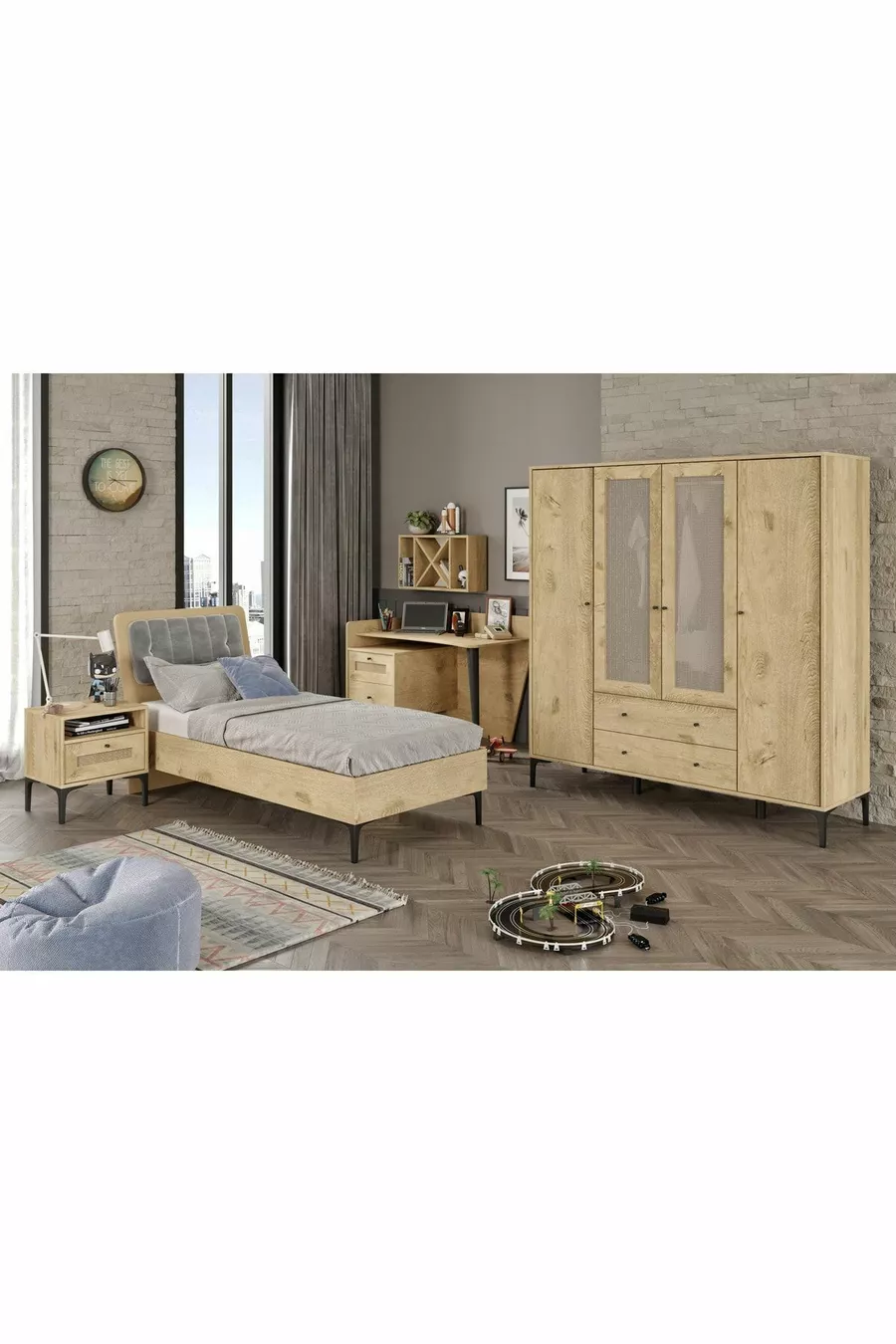 Chambre d'adolescent Trio XL (CHÊNE) (%MDF)