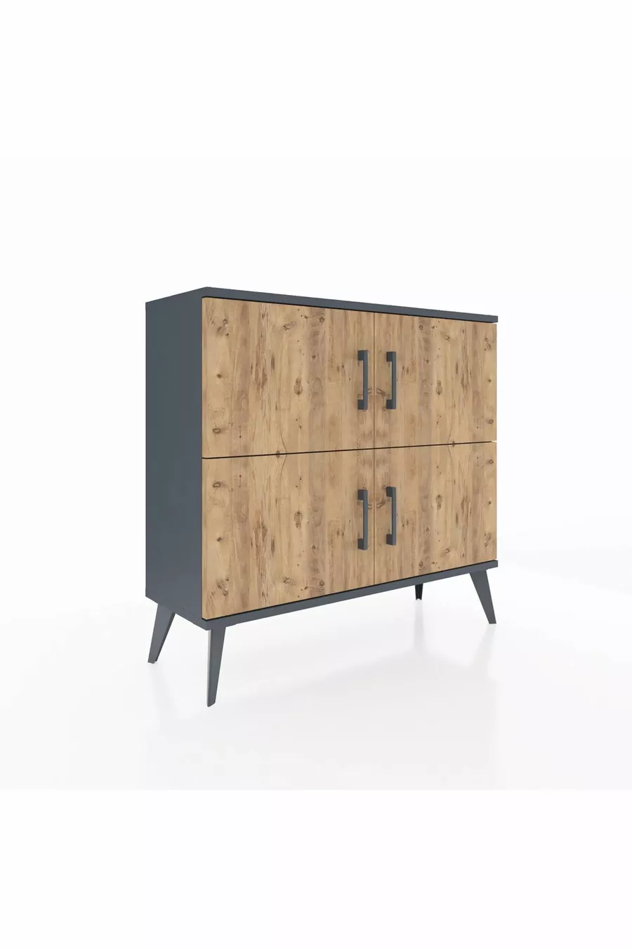 Commode Arges 2 étagères 4 portes Anthracite-Pin/Anthracite